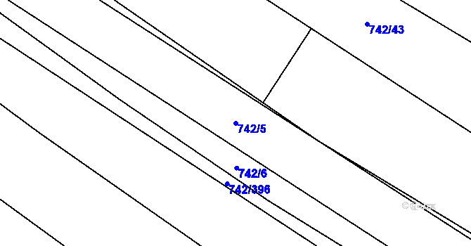 Parcela st. 742/5 v KÚ Skoronice, Katastrální mapa