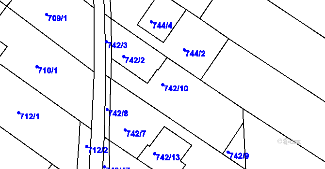 Parcela st. 742/10 v KÚ Skoronice, Katastrální mapa