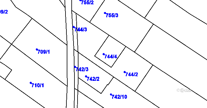 Parcela st. 744/4 v KÚ Skoronice, Katastrální mapa