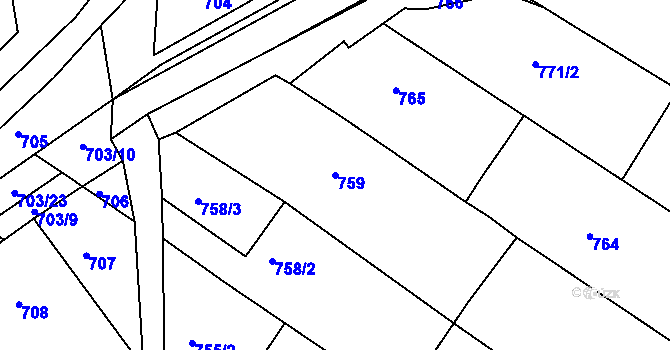 Parcela st. 759 v KÚ Skoronice, Katastrální mapa