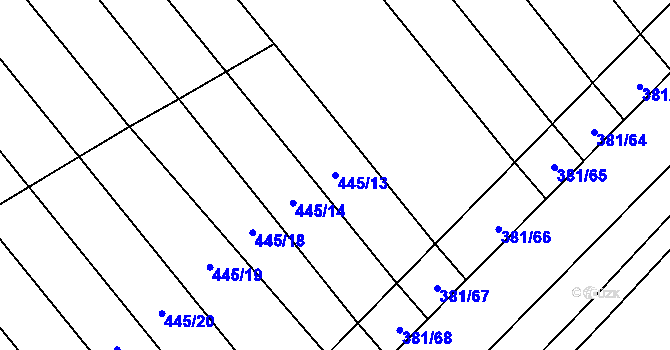 Parcela st. 445/13 v KÚ Skoronice, Katastrální mapa