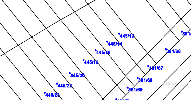 Parcela st. 445/18 v KÚ Skoronice, Katastrální mapa
