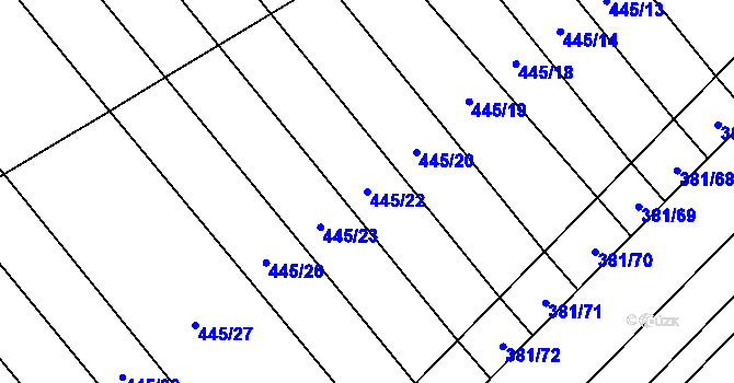 Parcela st. 445/22 v KÚ Skoronice, Katastrální mapa