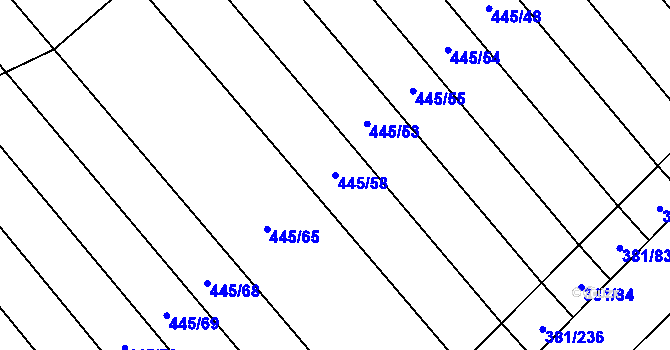 Parcela st. 445/58 v KÚ Skoronice, Katastrální mapa