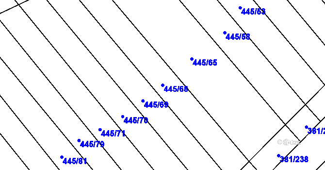 Parcela st. 445/68 v KÚ Skoronice, Katastrální mapa