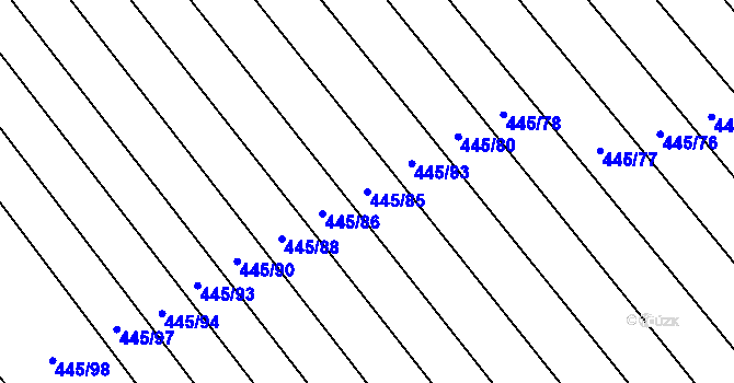 Parcela st. 445/85 v KÚ Skoronice, Katastrální mapa