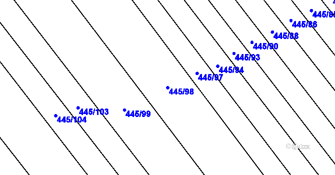 Parcela st. 445/98 v KÚ Skoronice, Katastrální mapa