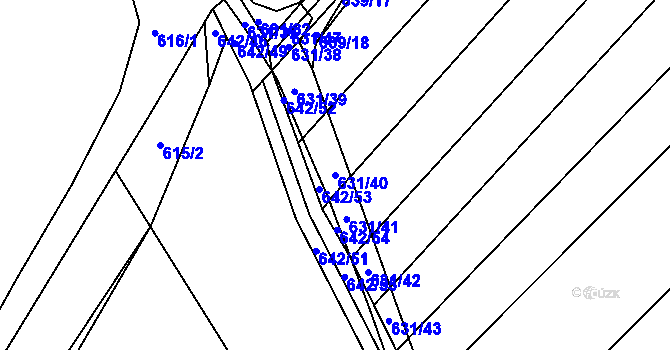 Parcela st. 631/40 v KÚ Skoronice, Katastrální mapa