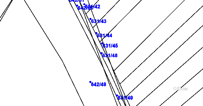 Parcela st. 631/48 v KÚ Skoronice, Katastrální mapa