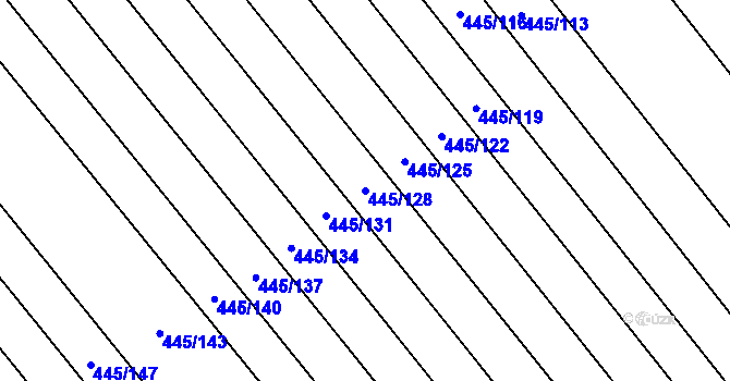 Parcela st. 445/128 v KÚ Skoronice, Katastrální mapa