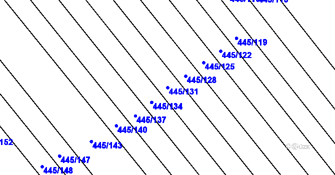 Parcela st. 445/131 v KÚ Skoronice, Katastrální mapa