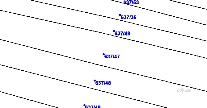 Parcela st. 637/47 v KÚ Skoronice, Katastrální mapa