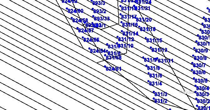 Parcela st. 831/68 v KÚ Skoronice, Katastrální mapa