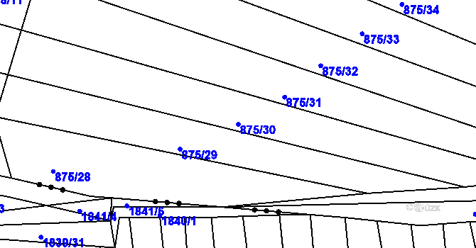 Parcela st. 875/30 v KÚ Skoronice, Katastrální mapa
