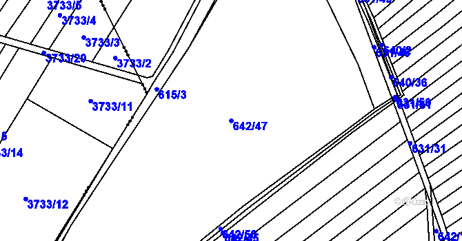 Parcela st. 642/47 v KÚ Skoronice, Katastrální mapa
