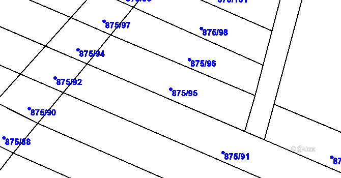 Parcela st. 875/95 v KÚ Skoronice, Katastrální mapa