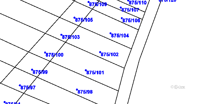 Parcela st. 875/102 v KÚ Skoronice, Katastrální mapa