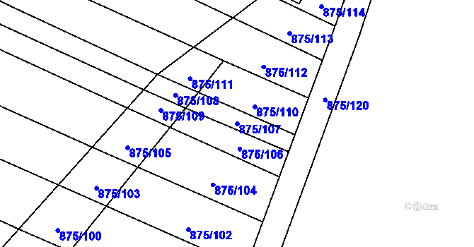Parcela st. 875/107 v KÚ Skoronice, Katastrální mapa