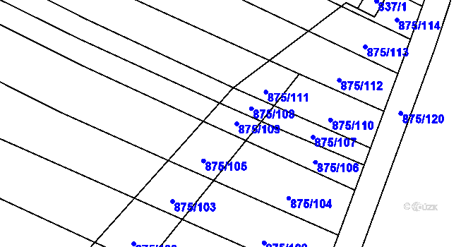 Parcela st. 875/109 v KÚ Skoronice, Katastrální mapa