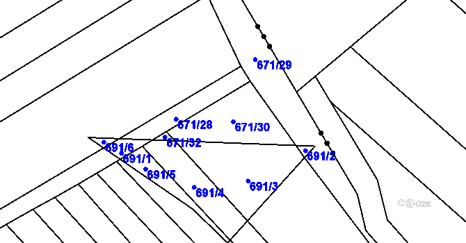 Parcela st. 671/30 v KÚ Skoronice, Katastrální mapa