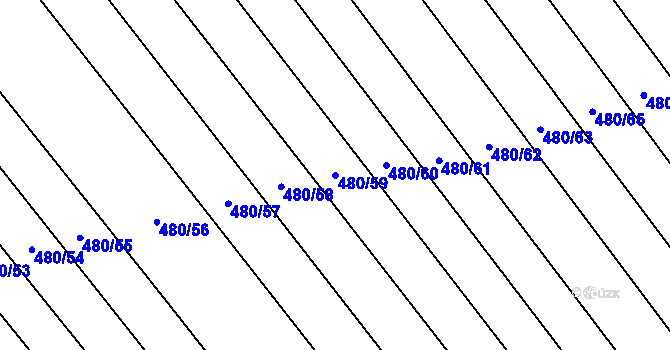 Parcela st. 480/59 v KÚ Skoronice, Katastrální mapa
