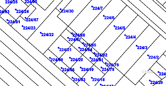 Parcela st. 224/85 v KÚ Skoronice, Katastrální mapa