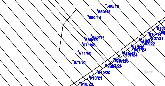 Parcela st. 671/56 v KÚ Skoronice, Katastrální mapa