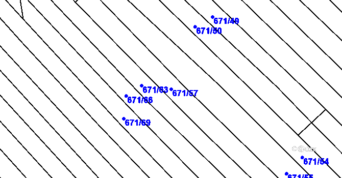 Parcela st. 671/57 v KÚ Skoronice, Katastrální mapa