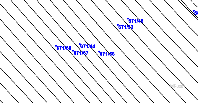 Parcela st. 671/58 v KÚ Skoronice, Katastrální mapa