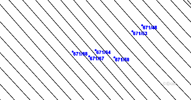Parcela st. 671/64 v KÚ Skoronice, Katastrální mapa