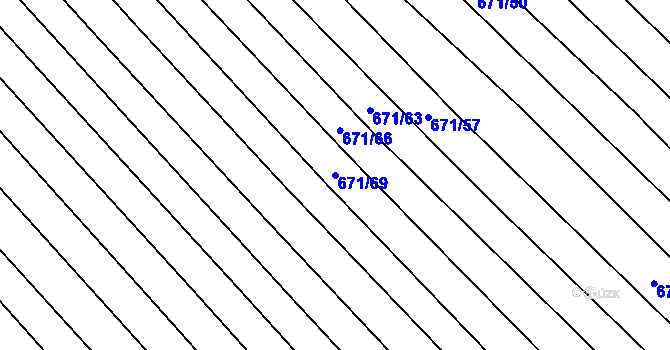 Parcela st. 671/69 v KÚ Skoronice, Katastrální mapa