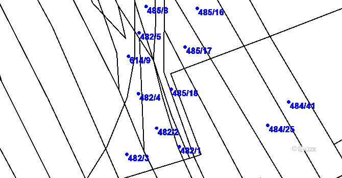 Parcela st. 485/18 v KÚ Skoronice, Katastrální mapa