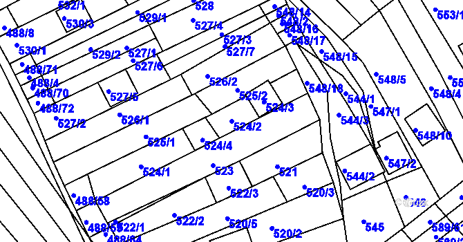 Parcela st. 524/2 v KÚ Skoronice, Katastrální mapa