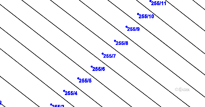 Parcela st. 255/7 v KÚ Skoronice, Katastrální mapa
