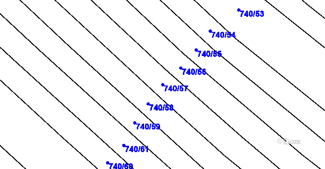 Parcela st. 740/57 v KÚ Skoronice, Katastrální mapa