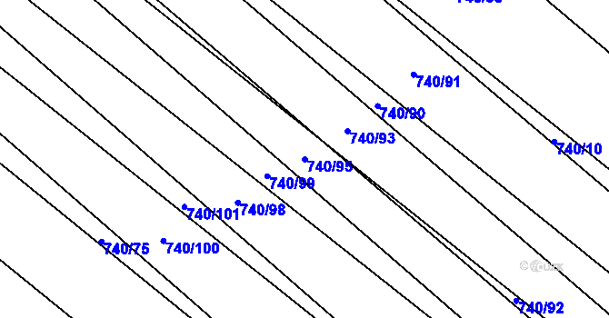 Parcela st. 740/95 v KÚ Skoronice, Katastrální mapa