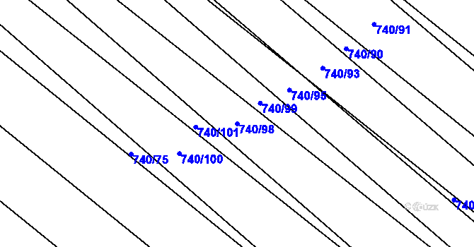 Parcela st. 740/98 v KÚ Skoronice, Katastrální mapa