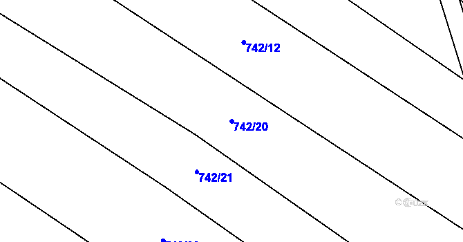 Parcela st. 742/20 v KÚ Skoronice, Katastrální mapa