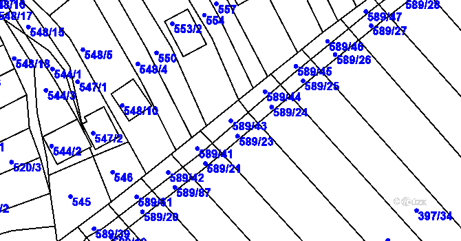 Parcela st. 589/43 v KÚ Skoronice, Katastrální mapa
