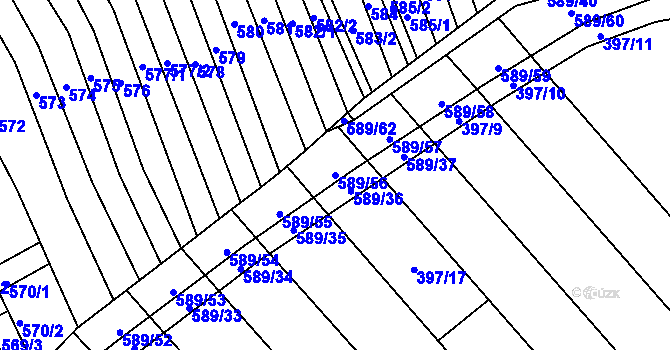 Parcela st. 589/56 v KÚ Skoronice, Katastrální mapa