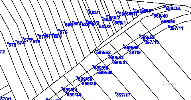 Parcela st. 589/62 v KÚ Skoronice, Katastrální mapa