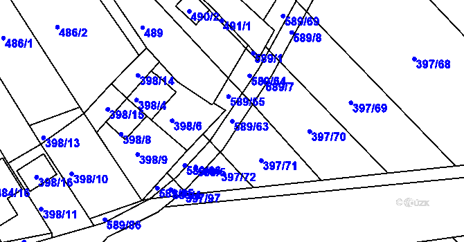 Parcela st. 589/63 v KÚ Skoronice, Katastrální mapa