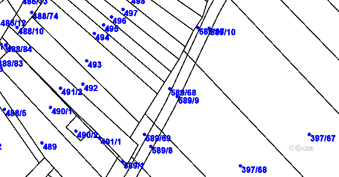 Parcela st. 589/68 v KÚ Skoronice, Katastrální mapa