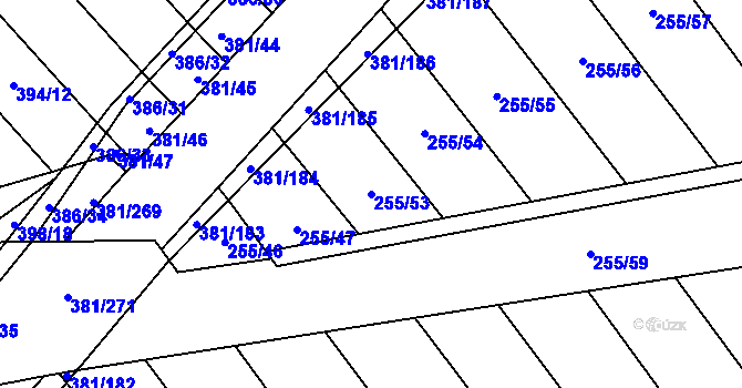 Parcela st. 255/53 v KÚ Skoronice, Katastrální mapa