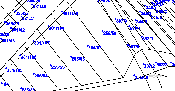 Parcela st. 255/57 v KÚ Skoronice, Katastrální mapa