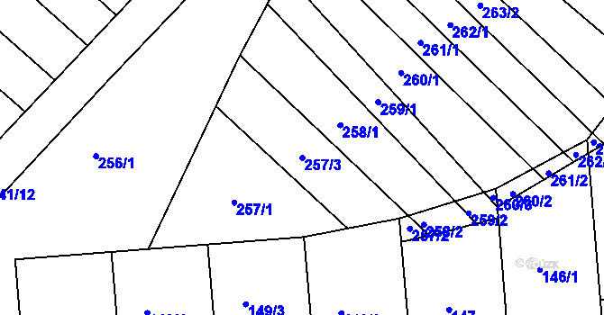 Parcela st. 257/3 v KÚ Skoronice, Katastrální mapa