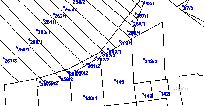 Parcela st. 262/3 v KÚ Skoronice, Katastrální mapa