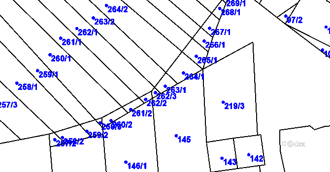Parcela st. 263/1 v KÚ Skoronice, Katastrální mapa