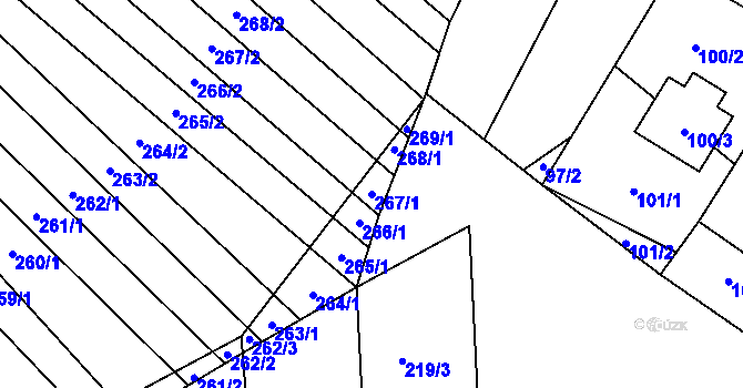 Parcela st. 267/1 v KÚ Skoronice, Katastrální mapa