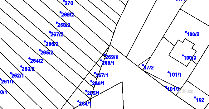 Parcela st. 269/1 v KÚ Skoronice, Katastrální mapa